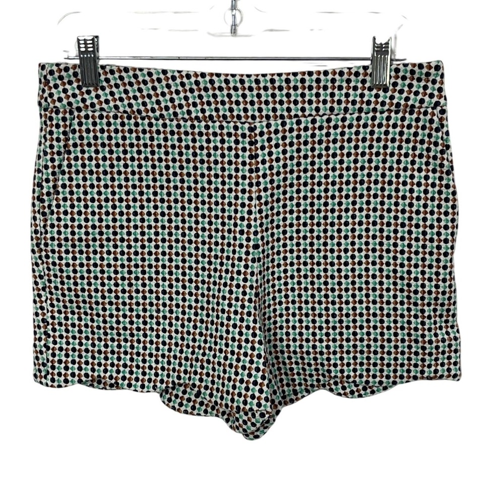 Anthropologie Shorts Womens 6 Multicolor Geometric Scallop Hem Textured Cotton